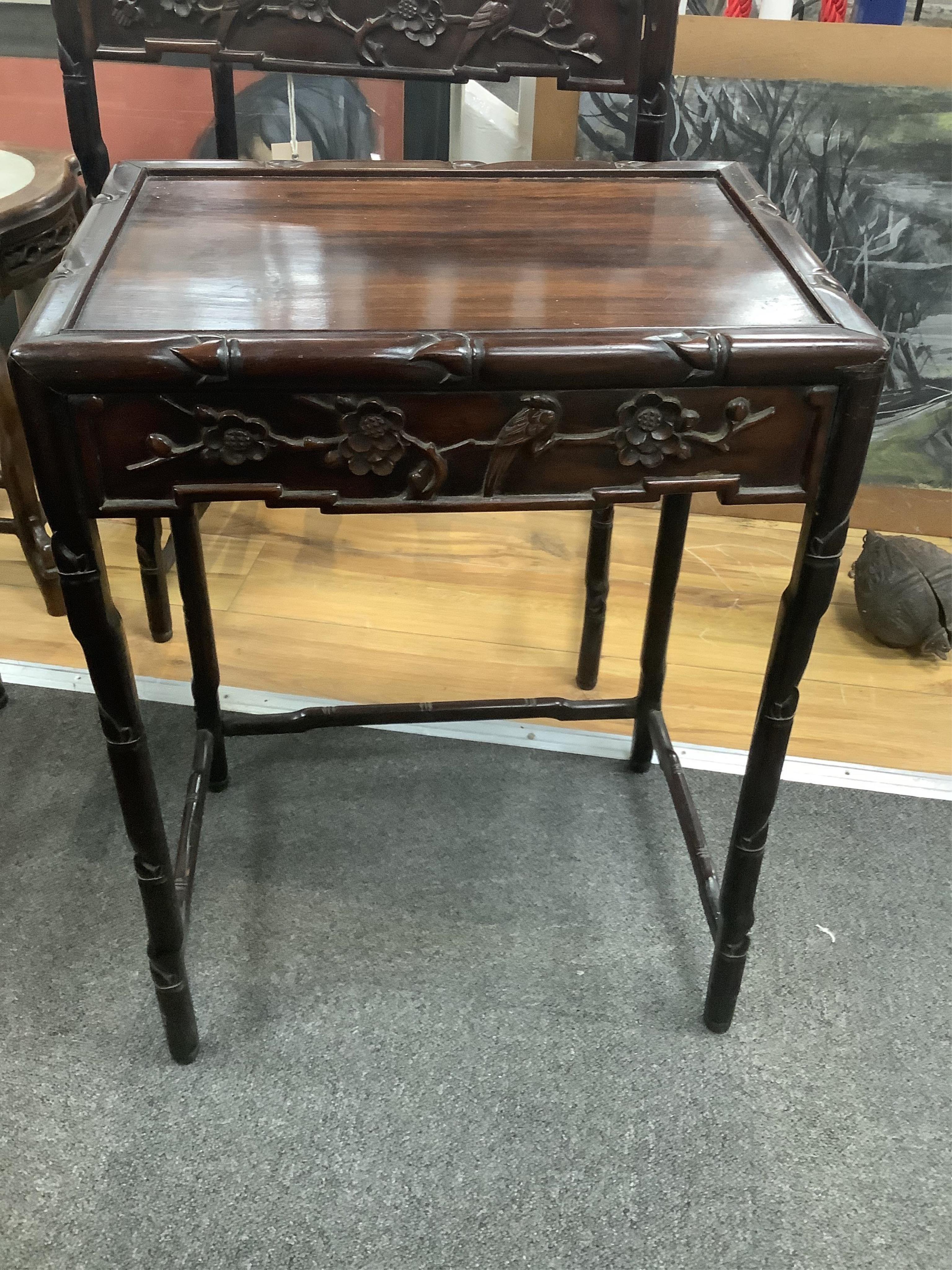 A quartetto of Chinese rectangular hardwood tea tables, width 50cm, depth 36cm, height 72cm. Condition - good